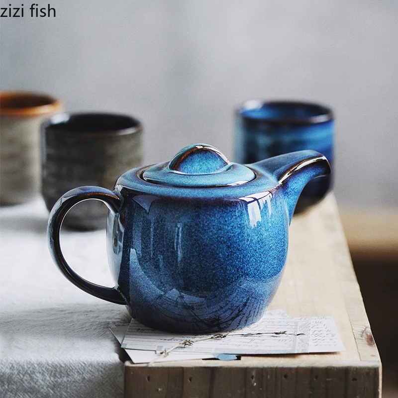 Flame-Killed Ceramic Coffee Pot Vintage Teapot Single Pot Handmade Filtered Teapot Kung Fu Teapot Teacup Household Tea Set