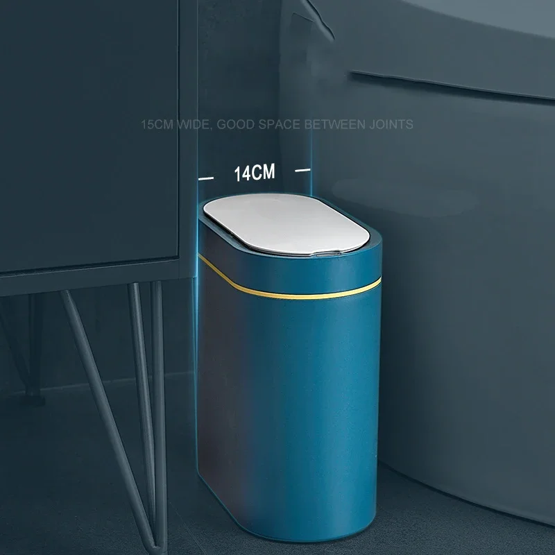 Smart Sensor Trash Can Electronic Automatic Household Bathroom Toilet Waterproof Narrow Seam Storage Bucket Smart Home Trash Bin