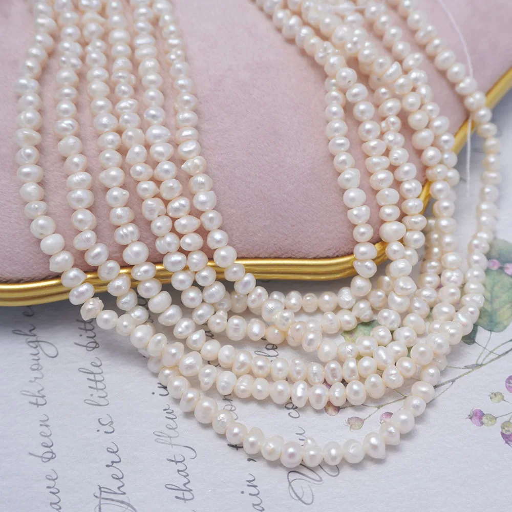 Esiyni Natural Freshwater Pearl Baroque Round Beads DIY Jewelry Necklace Bracelet Accessories Holiday Gifts Banquet Accessories