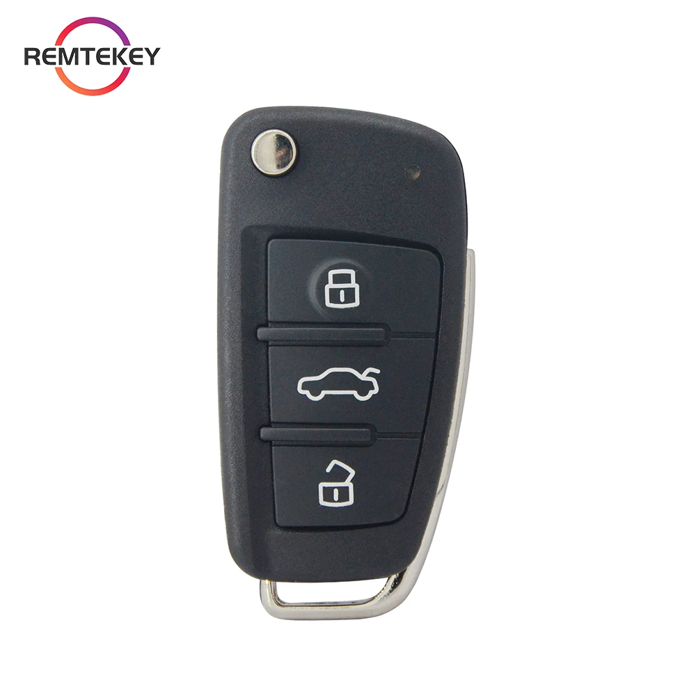 

REMTEKEY Keyless Go Flip Remote Smart Key PN 4F0 837 220 AF 3 Button 4F0837220AJ 315Mhz ID8E Chip for Audi A6 Q7