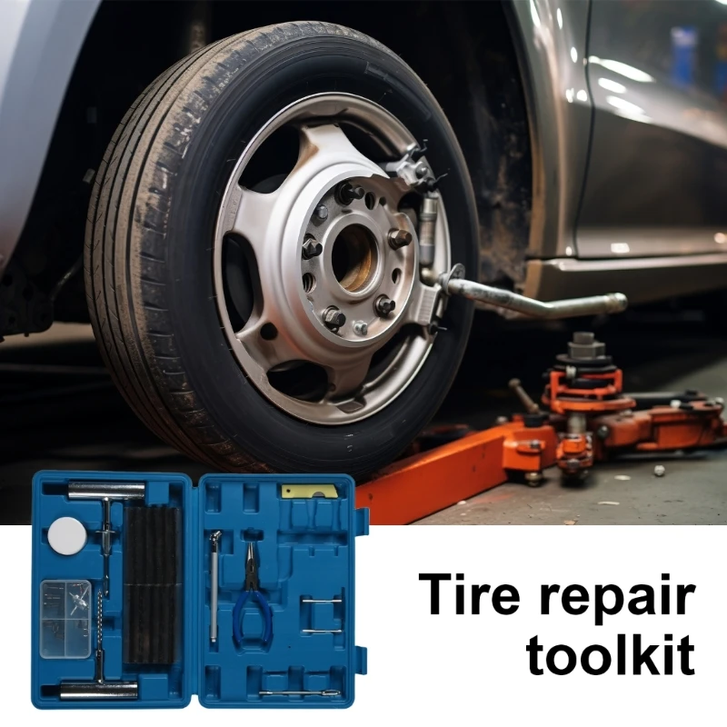 

Quick Vehicle Tire Repair set Completes Repair Set for Tire Emergencies Comprehensive Repair Set Simple Operate for Car