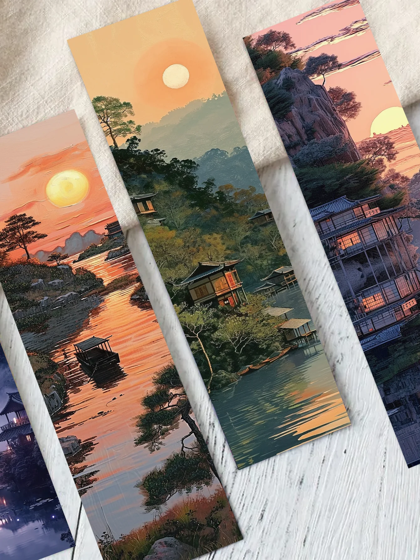 30pcs Ancient Style Lake and Mountain Bookmarks DIY Decoration Chinese Landscape Painting Card Reading Book Annotation Card