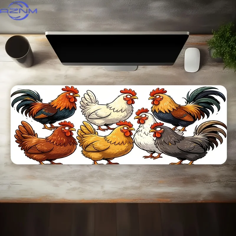 1pc Large Size Esports Gaming Mouse Pad, Cute Chick Group Play Cartoon Pattern, Non-Slip Rubber Bottom Large Size Desk Mat Offic