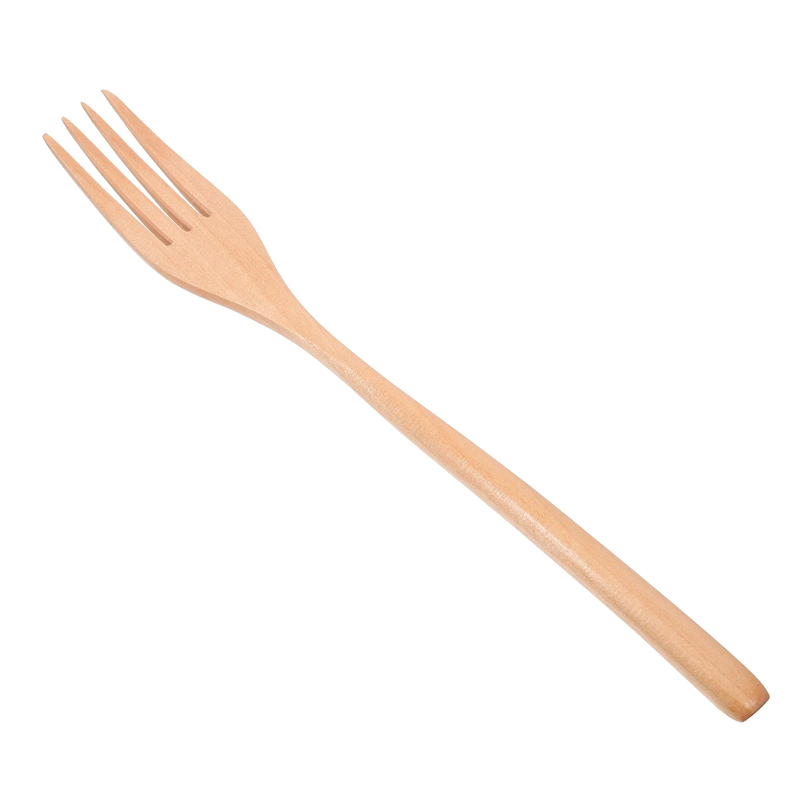 Wooden Fork Long Handle For Salad Fruit Cooking Kitchen Serving Utensil Natural Eating Tool Household Restaurant Use