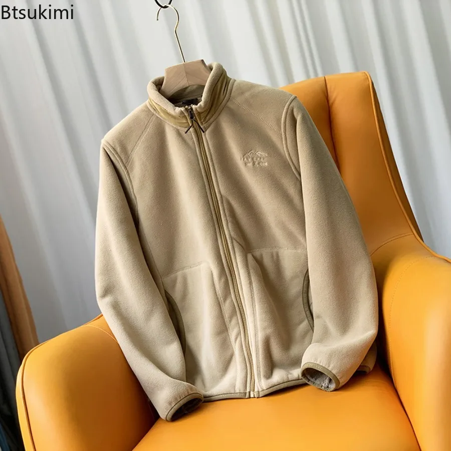 Casual Fleece Thick Hoodies Men Jacket Autumn Winter Korean Fashion Loose Stand Collar Plush Zipper Sweatshirt Outwear Hoodies