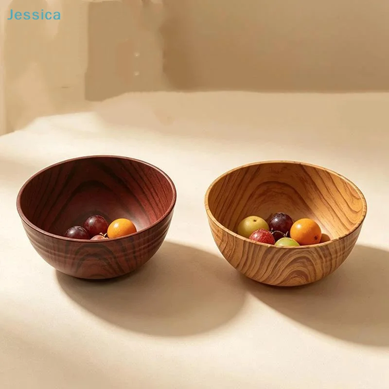 〔S〕Wood Grain Bowl, High-Value Plastic Soup Bowl, Noodle Bowl, Thickened Heat Insulation Household Dining Table Salad Bowl