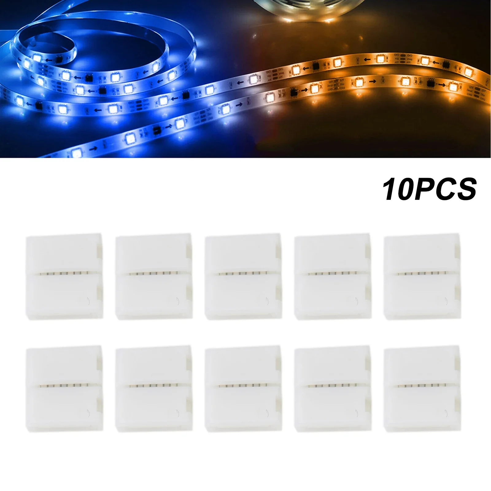 10PCS 10mm 4-pin L Shape LED Strip No Soldering Buckle Connector Replacement Parts For 5050/3528 RGB Led Strip Light Accessories