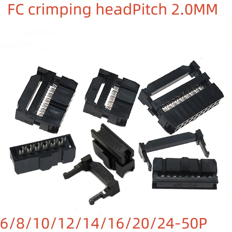10sets Crimping Pitch 2.0mm -6/8/10/12/14/16/20/24-50 P Horn Plug Idc Connector
