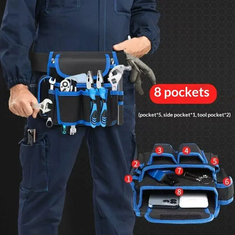 1 Stück Bohrmaschinen-Aufbewahrungstasche, einfache Werkzeugtasche zum Umhängen mit Gürtel, multifunktionale Hüfttasche für Elektriker-Reparaturen – Detail 7