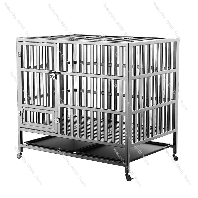 Heavy Duty 304 Stainless Steel Dog Crate for Large Medium Dogs Thickened Foldable Kennel No Assembly Pet Cage Home Indoor Villa