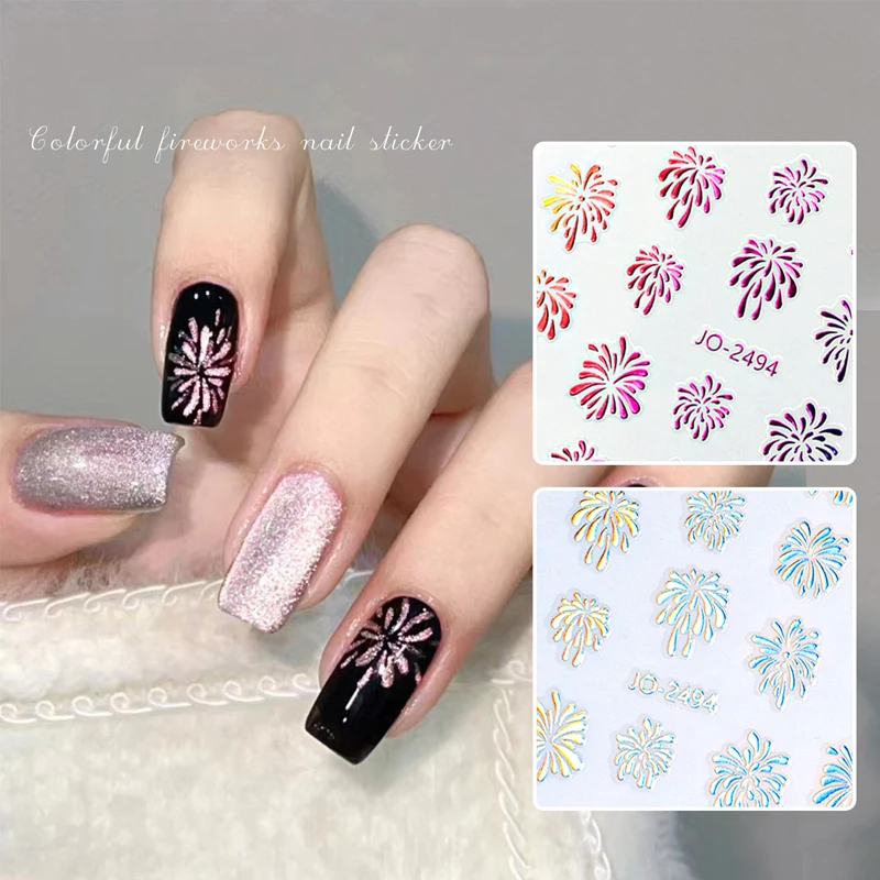 Fireworks Nail Art Stickers Romantic Starry Sky Bright Fireworks Adhesive Nail Stickers 3D Nail Stickers