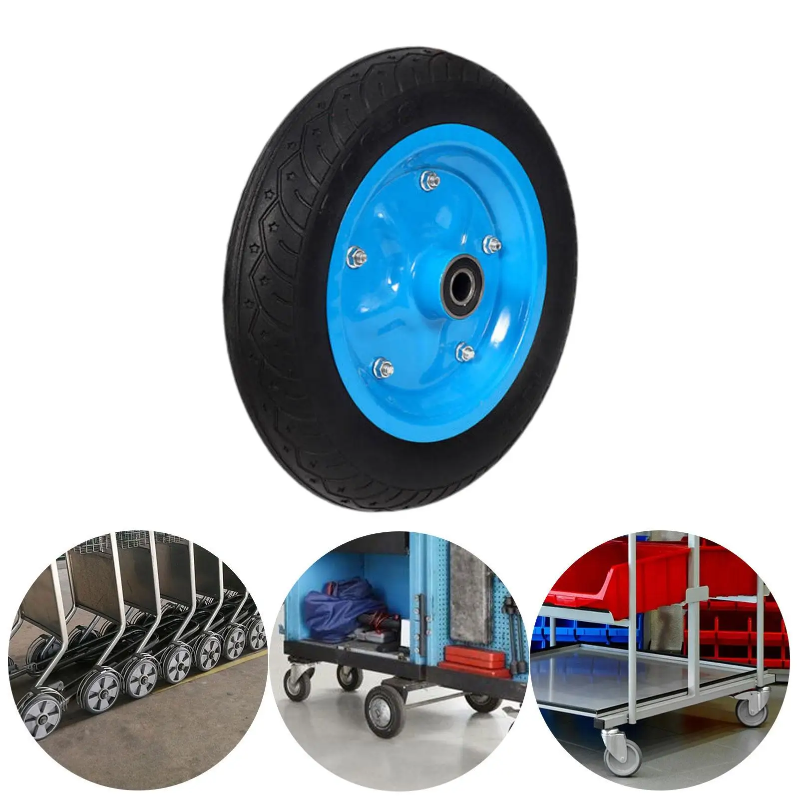 Flat Free Solid Rubber Wheel Replacement Heavy Duty Cart Tyre for Folding Hand Truck Lawn Mower Garden Cart