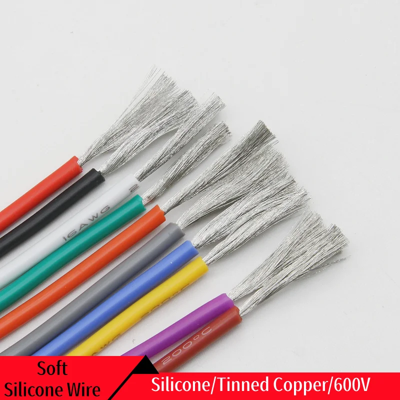 

1M/5M Heat-resistant cable 30 28 26 24 22 20 18 16 15 14 13 12 10 AWG Ultra Soft Silicone Wire High Temperature Flexible Copper