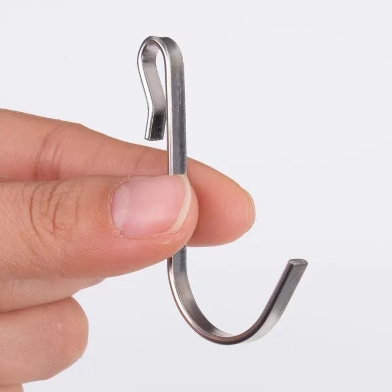 304 hook stainless steel square tube hook household S-type hook kitchen bathroom small hook flat steel hook bedroom accessories