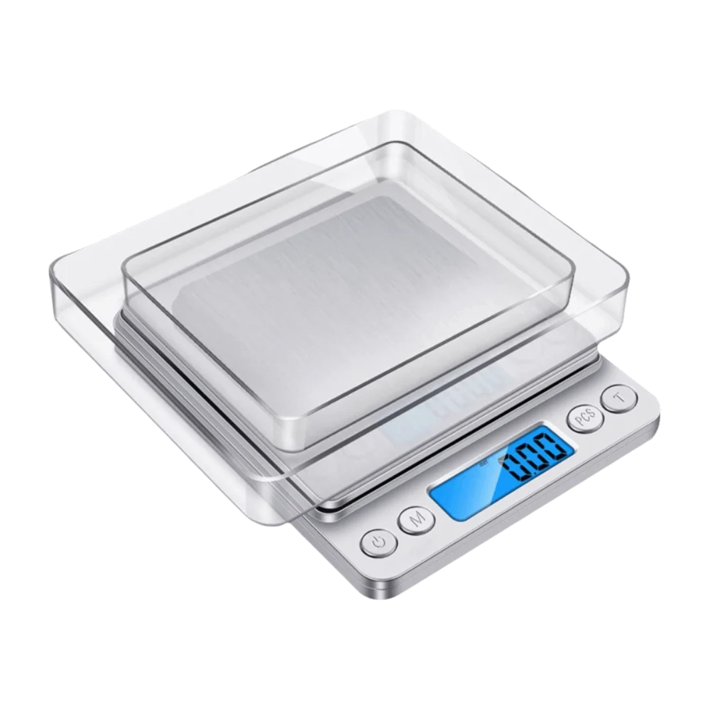 

LCD Display Electronic Scale Pocket Scale Kitchen Scales Mini Digital Scale with 2 Tray 500g 0.01g