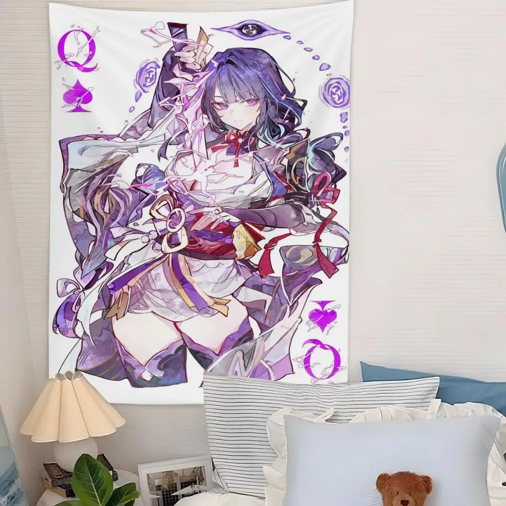 Genshin Impact Tapestry Microfiber Background Art Decor For Bedroom Living Room Bar Garden Outdoor Festival Wall Decor