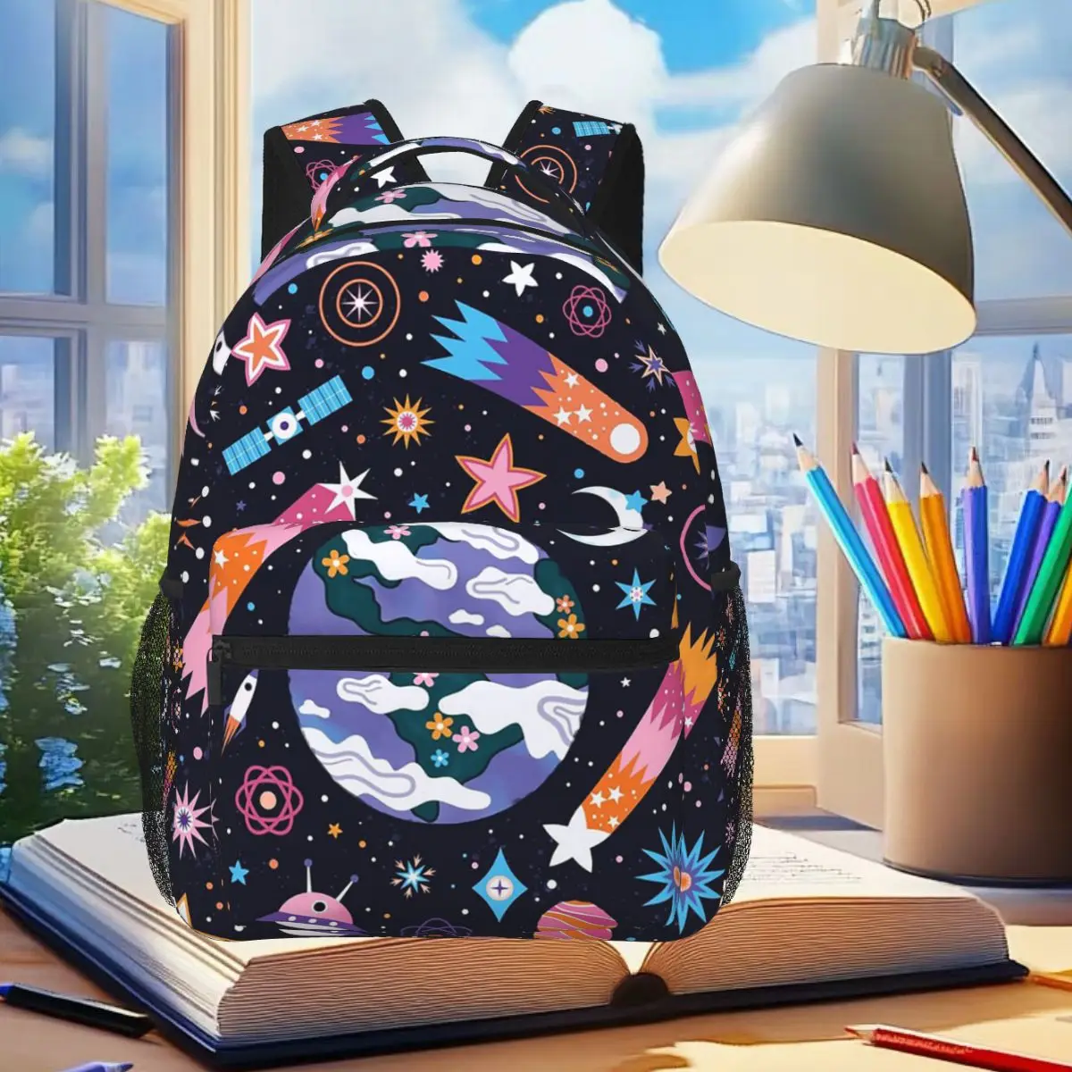 

Planet Earth Student Backpack School Bag Hiking Travel Daypack for Boys Girls Fashion Bookbag Shoulder Bags