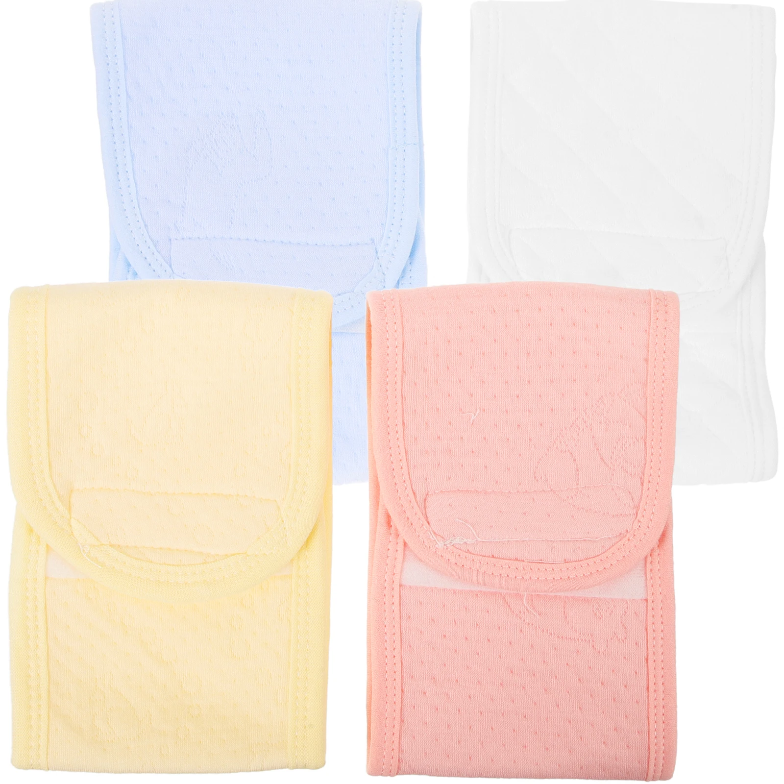 

4 Pcs Baby Belly Bands Cotton Infant Navel Cords Newborn Supplies Soft Warm Protect Comfort Yellow White