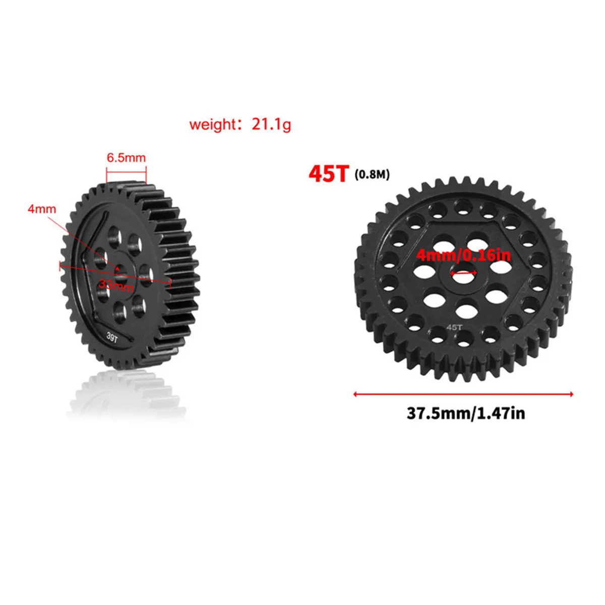 SLQZT Ingranaggio cilindrico in metallo 45T 0,8 M (32P) PARTE AUTO RC per cingolato RC 1/10 -4 TRX4