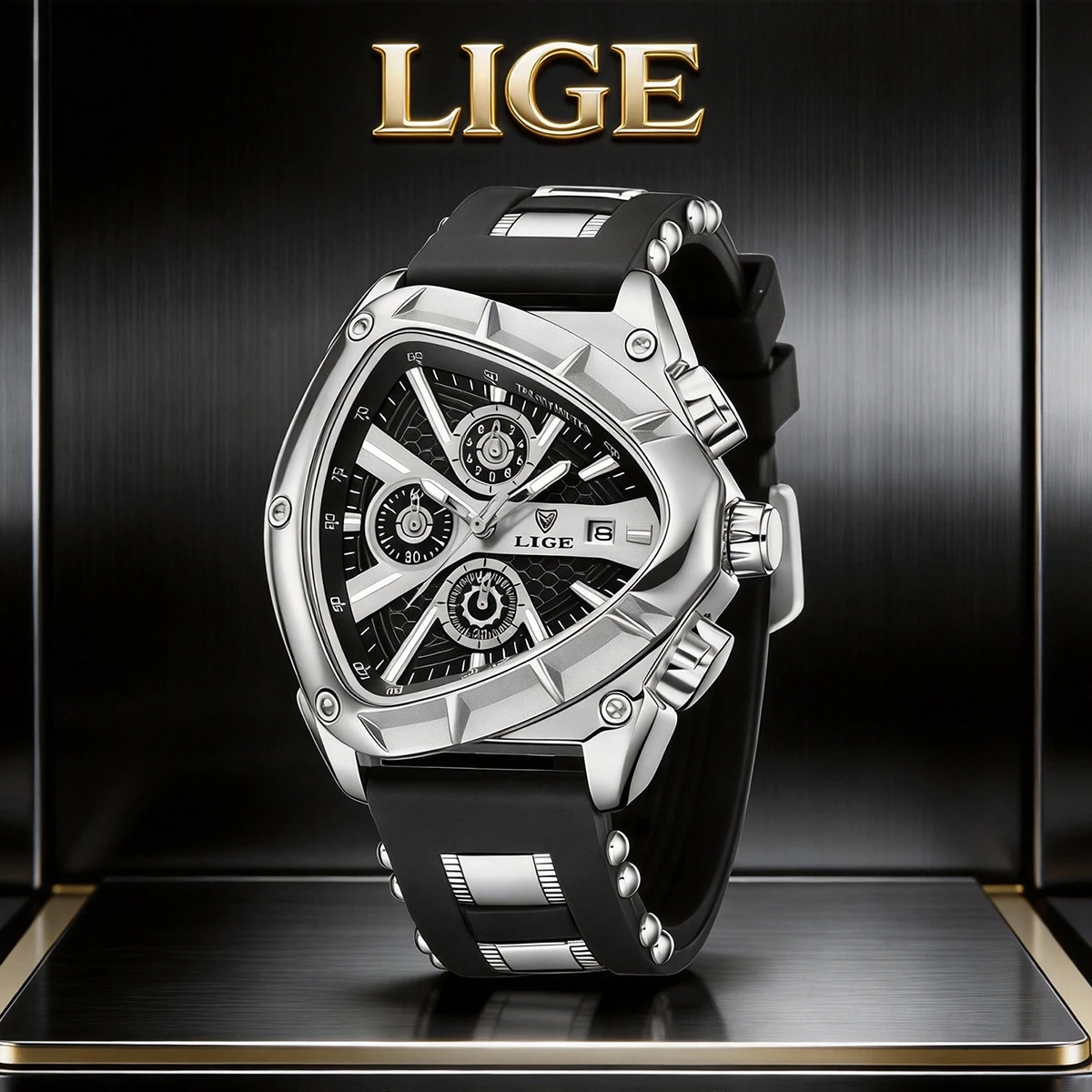 Watch Triangle Luxury - LIGE Fashion Men Watch Triangle Chronograph