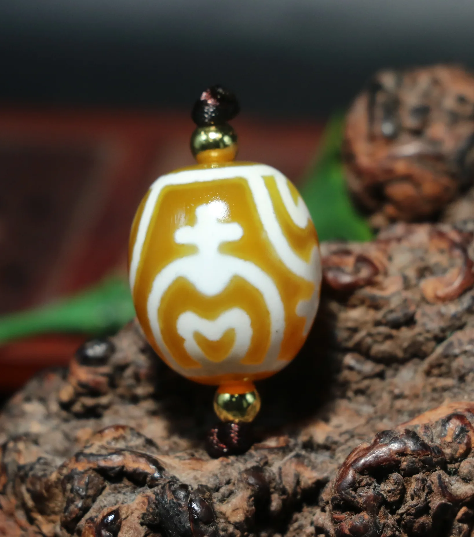 Energy Magic Power Tibetan Old Agate Aquarius Treasure Bottle Safety Symbol Big Daluo dZi Bead Pendant Precious Jewelry UPD1029