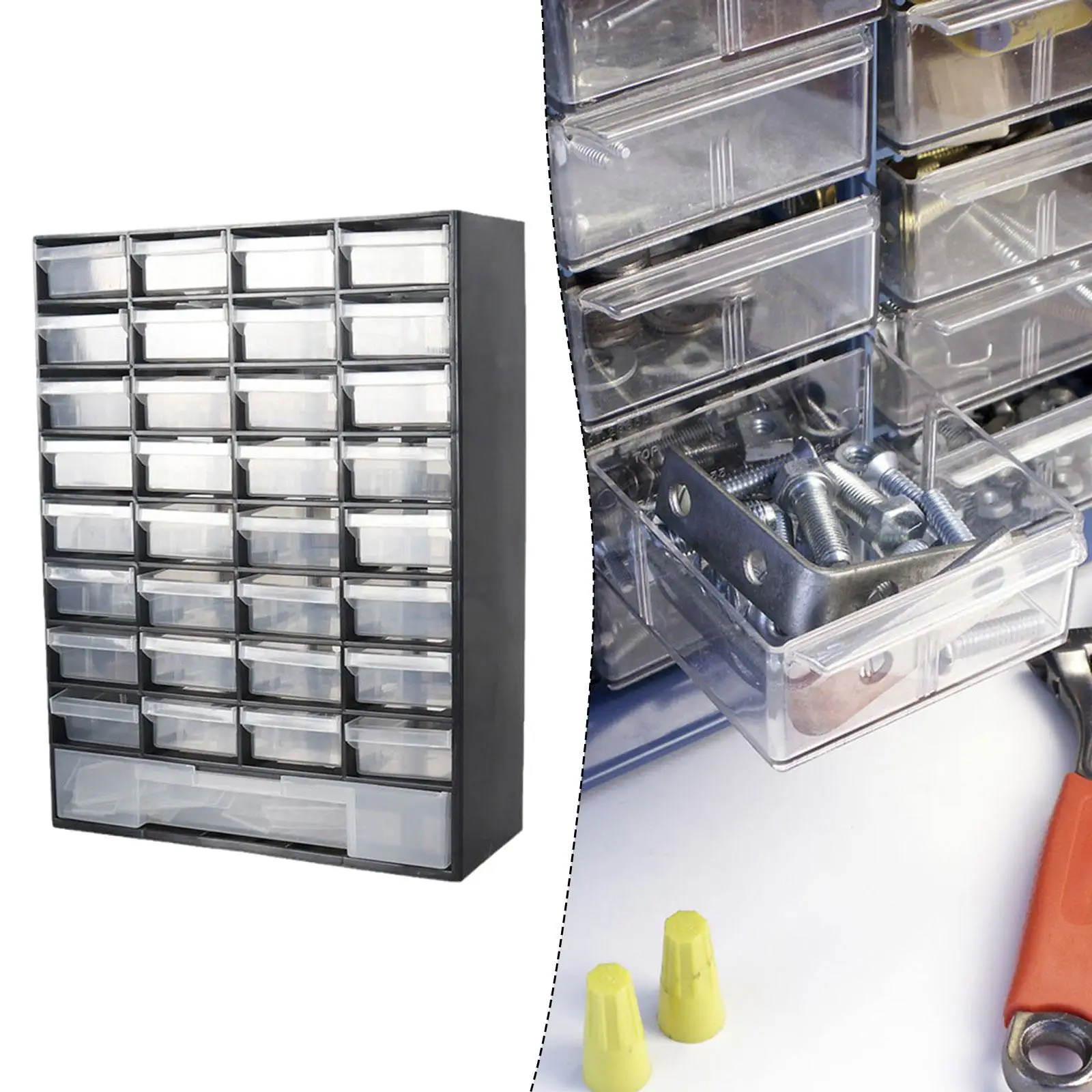 Plastic Drawer Storage Cabinet Organizer with Compartments Bead Parts Box for Garage Tools Small Items