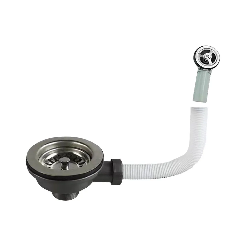 1 Set Stainless Steel Sink Waste Disposal Kit Leak Drain Assembly For Standard UK Kitchen Basin Plumbing Fixtures