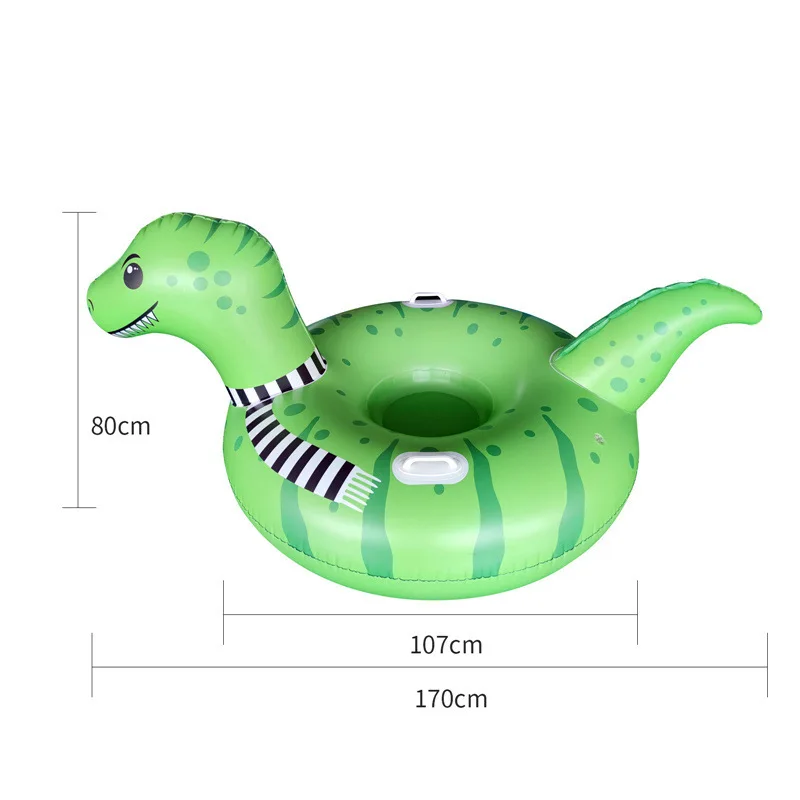 Water Float Row Inflatable Ring Dinosaur Snow Ski Ring Pvc Wear-Resistant Thickened Inflatable Skis Snow Toy Ski Equipment