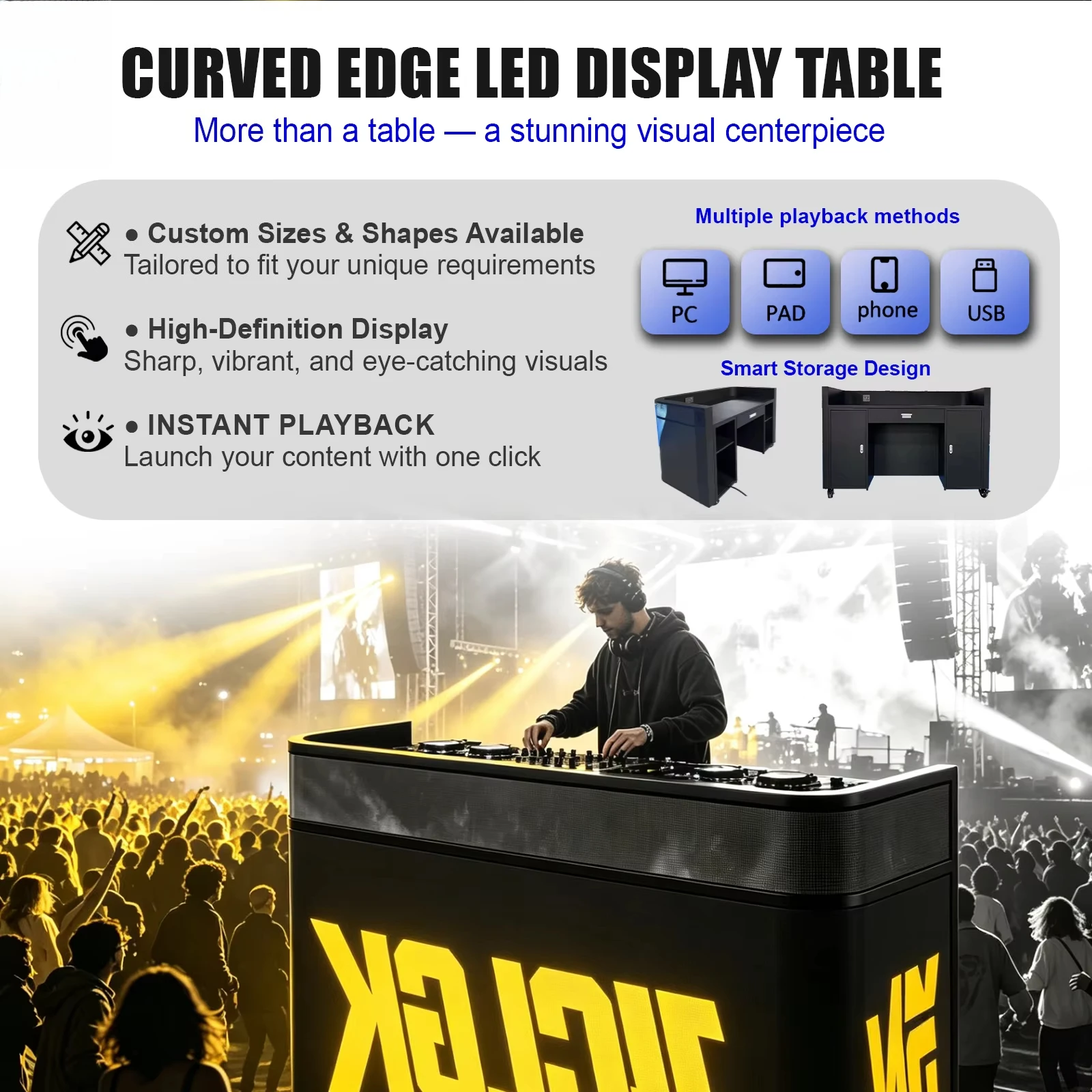 RX Hot Sell GOB Indoor Bar Counter DJ Booth LED Display Screen Wheels 4K HDR10+ 5-Year Warranty Shopping Mall Music Party Events