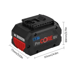 Bosch Professional System 무선 도구 BAT609 BAT618 GBA18V80 21700 용 18V 8.0Ah ProCORE 교체용 배터리
