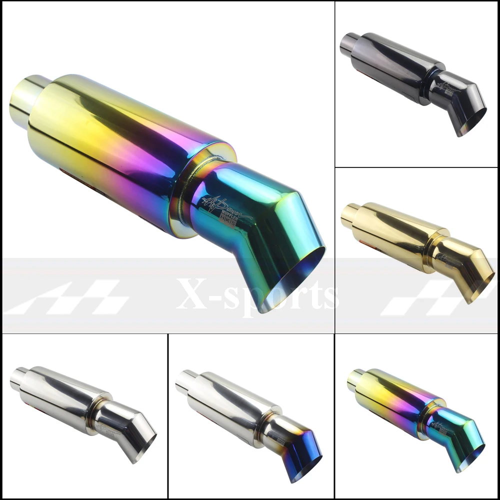 Car Motorcycle Stainless Steel Exhaust Pipe Muffler Tail Pipe High Quality Universal 51 57 63mm Outlet 89mm Flat Mouth