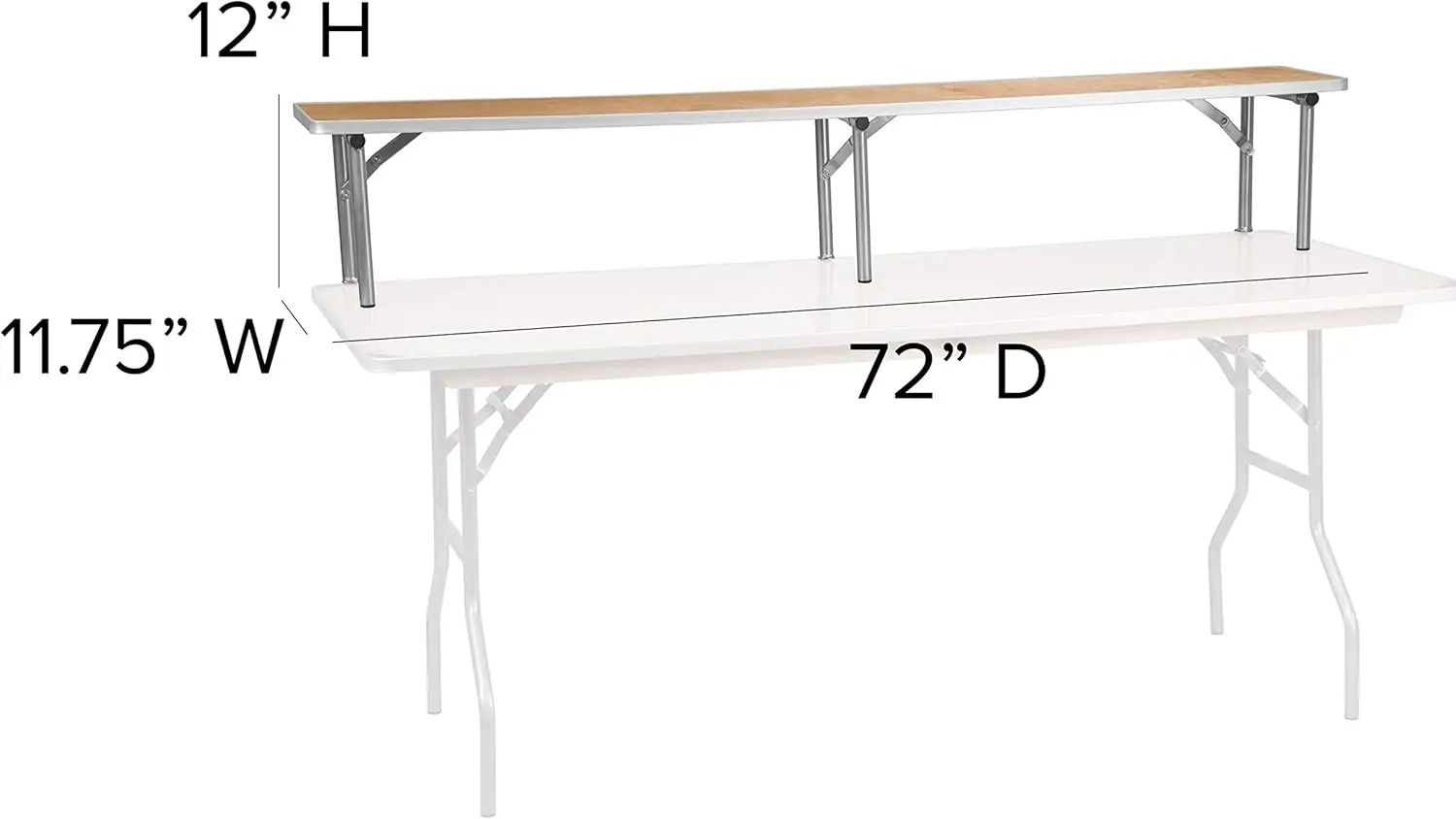 Amara 72' x 12' x 12' Birchwood Bar Top Riser with Folding Silver Legs