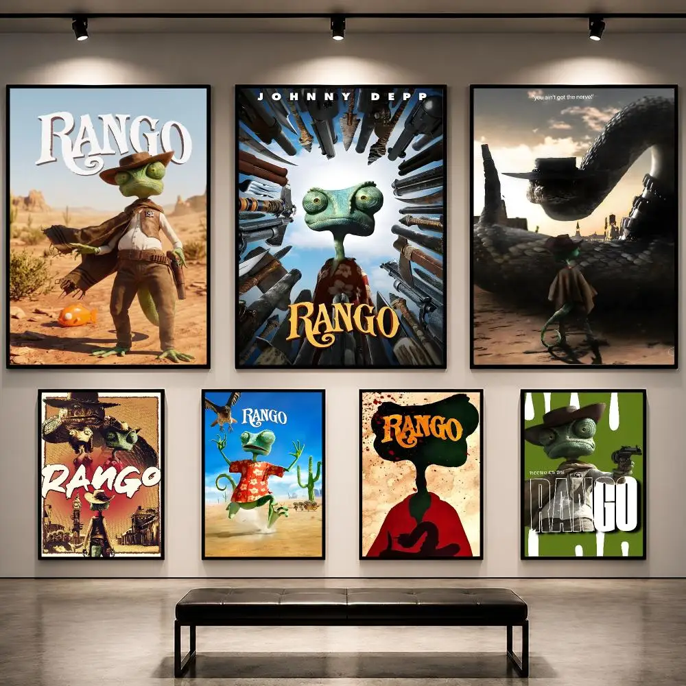 Movie Rango Western Chameleon Poster Pop Wall Art PP Decorative Water-Resistant Print Apartment Dorm Office Room Decor Gift