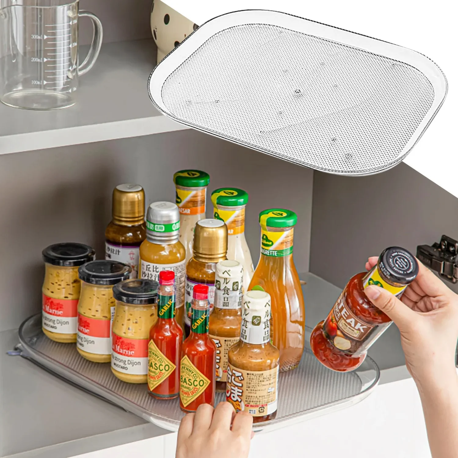 Table Top Seasoning  Rack, Household Rotary  Rack, Transparent Reversible Refrigerator Turntable