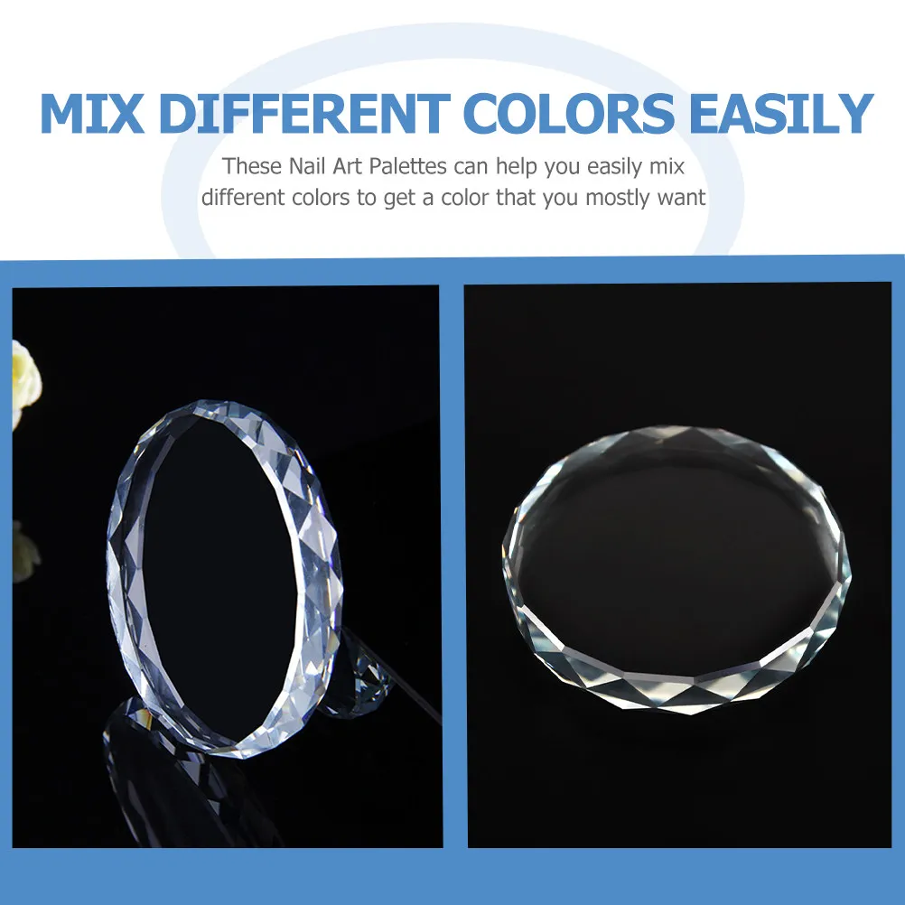 2Pcs Premium Clear Glass Nail Art Mixing Pallet Versatile Color Blending Tray for Nail Polish Pigments Makeup Manicure Supplies
