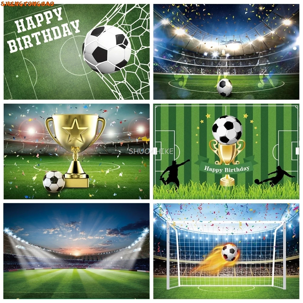 Soccer Field Photography Background Boy Football Communion Birthday Party Grassland Stadium Poster Baby Portrait Photo Backdrop