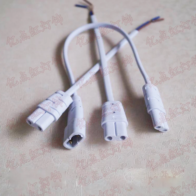 Male Female Plug Power Cable Copper Core Wire Docking Connecting Wires for Op LED Fluorescent Tubes 2 Holes T5 Bracket Light