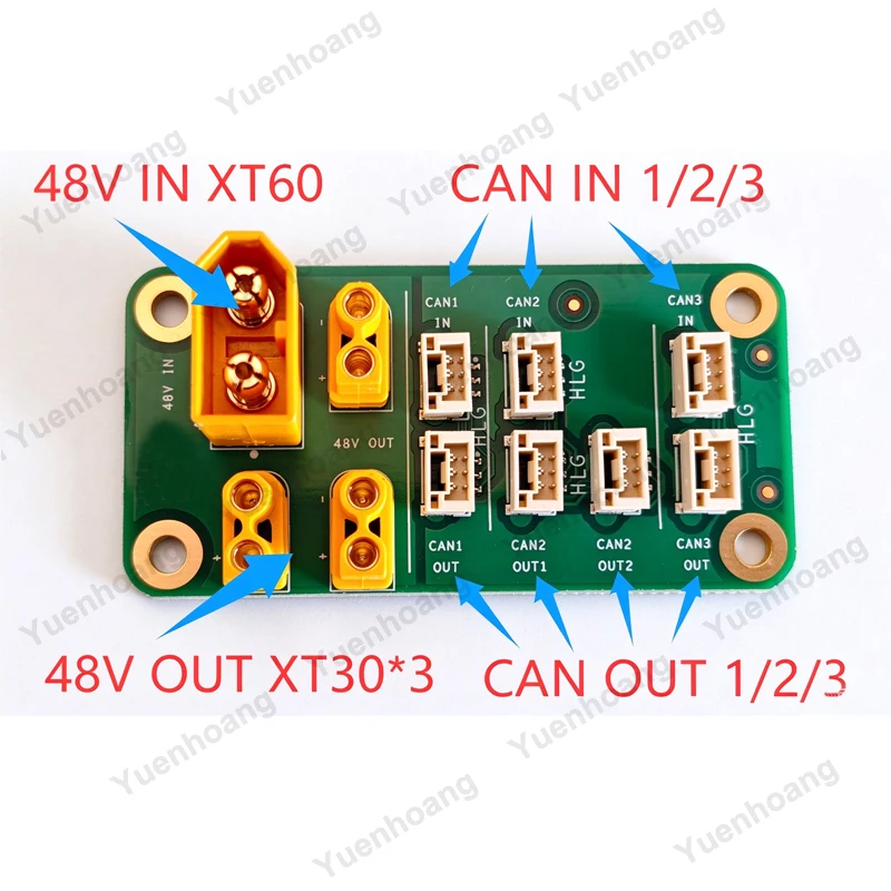 48V Power Distribution Board XT60 to 3 Way XT30 High-Current PDB Module Multiple Ports DIY Accessories for RC Drone/Robot 3