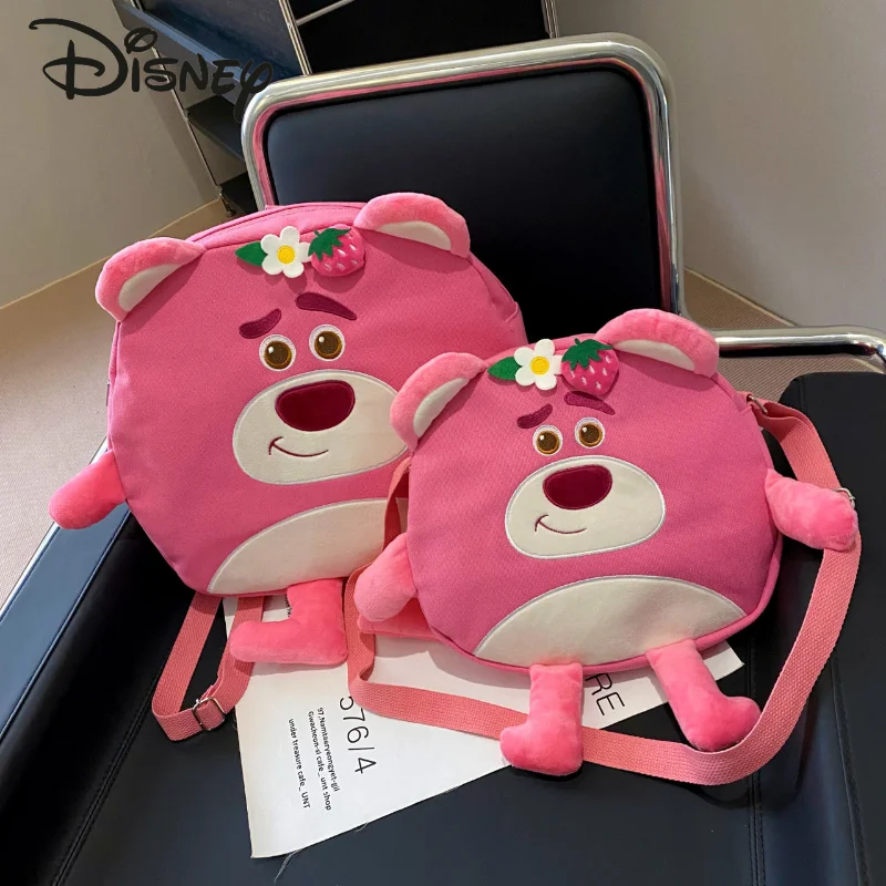 

Disney Strawberry Bear New Girls Backpack Fashion Quality Women's Crossbody Bag Cartoon Cute Versatile Sweet Sisters Handbag