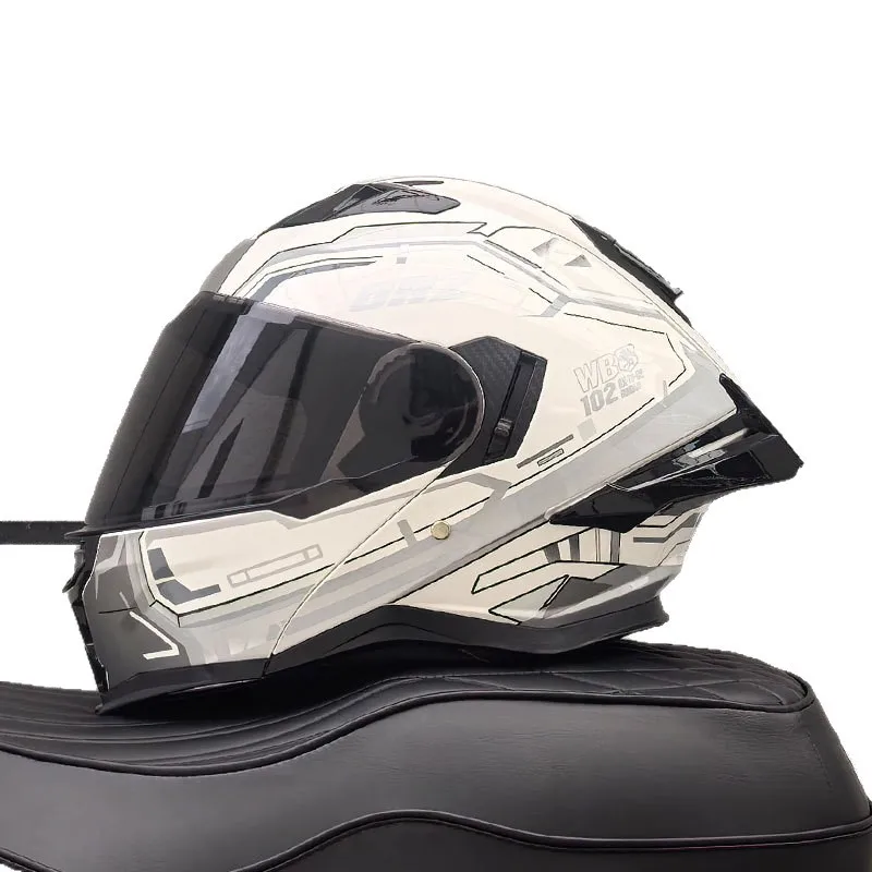 Forged Carbon Fiber Flip‑Up Modular Motorcycle Helmet, Dual Visor Full‑Face Motorbike Helmet, for Street Racing Riding