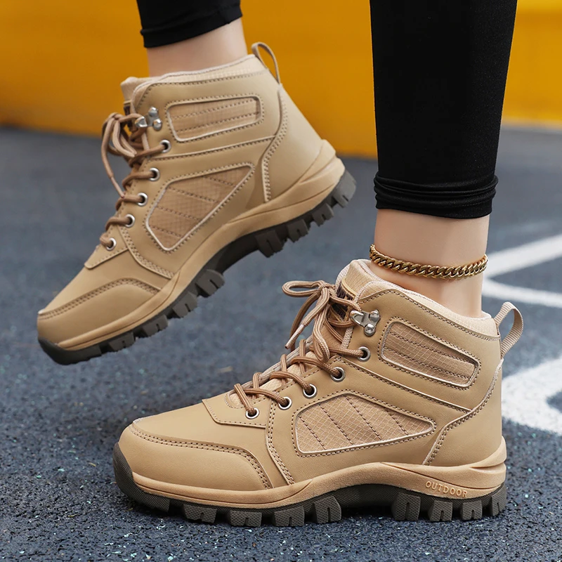 Outdoor Hiking Shoes Women Thick Bottom Comfortable High-top Women Breathable Wear-resistant Fashion Casual Sports Shoes Women