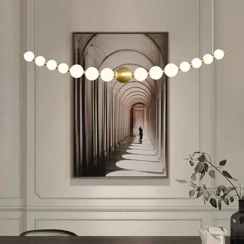 Modern Minimalist Magic Bean Molecular LED Chandelier Restaurant Bedroom Bar Circular Pearl Art Pendant Lamp Home Decor Lighting