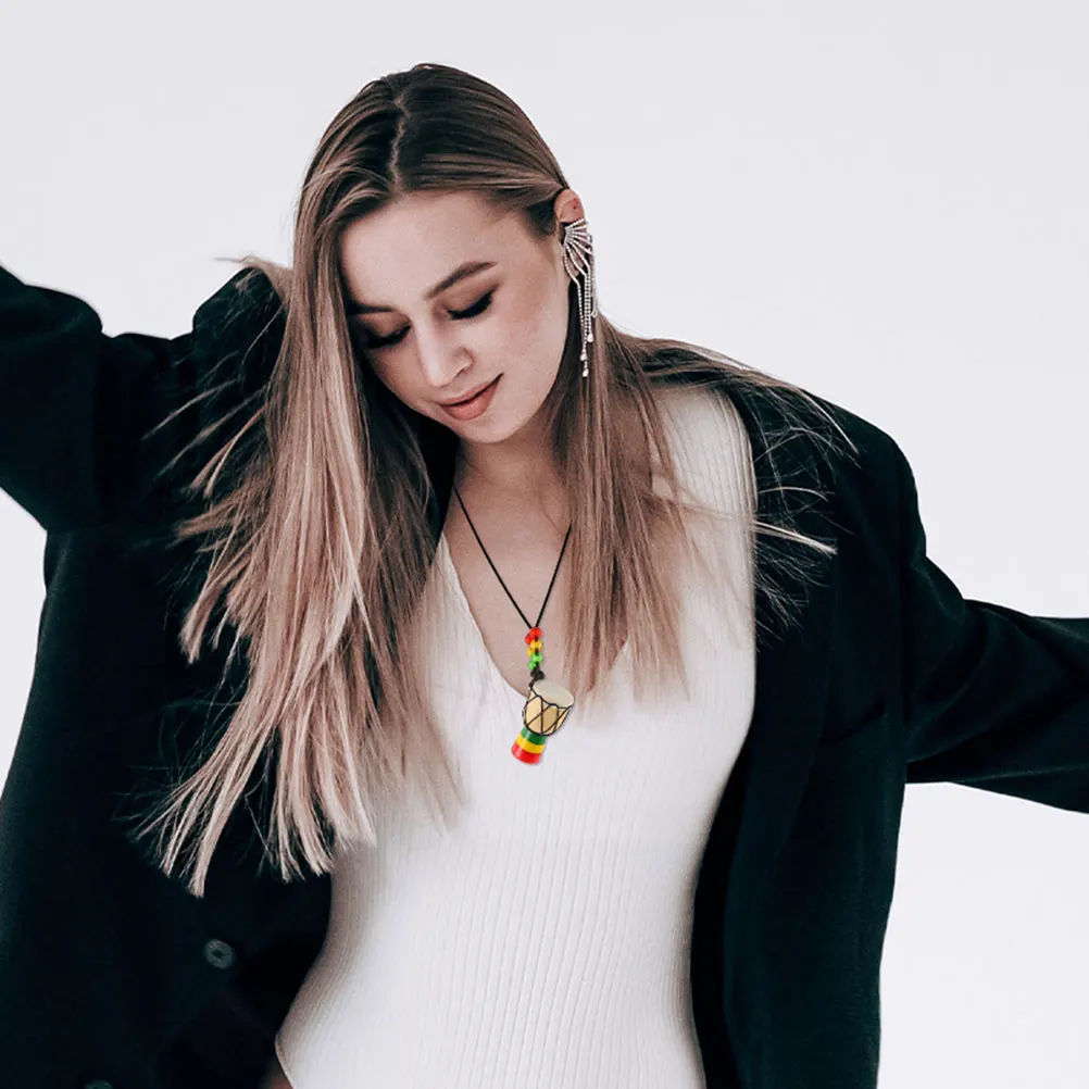 

3 Pcs African Drum Necklace Djembe Pendants Jewelry Manual Percussion Travel