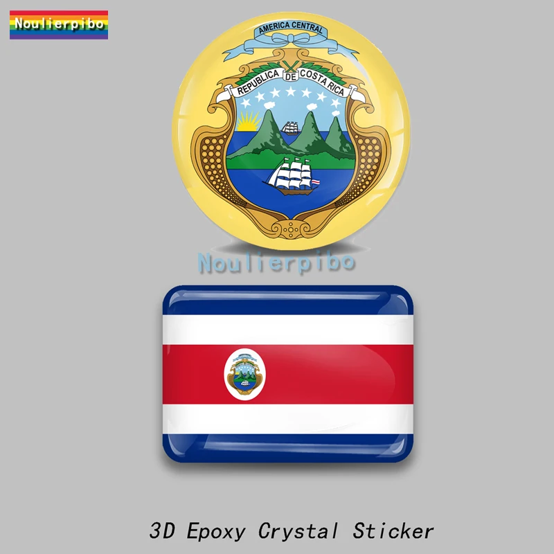 

3D Epoxy Epoxy Costa Rica Flag National Emblem Car Dome Sticker Car Decorative Accessories Vinyl Waterproof Phone Decal