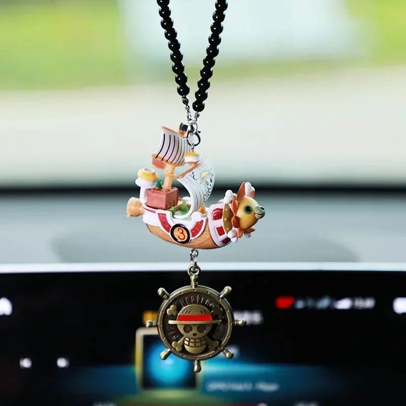 

New 6cm Doll Model Thousand Sunny One Piece Anime Figures Luffy Rope Length Car Rearview Mirror Decoration Pendant Gift Hot Toys