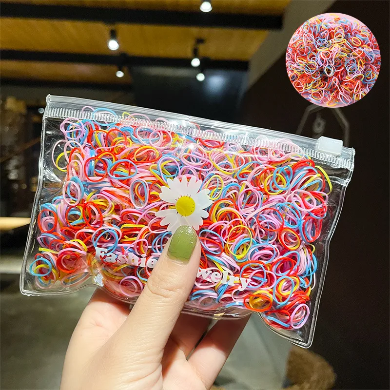 200Pcs/Pack Colorful Small Disposable Hair Bands Scrunchie Girls Elastic Rubber Band Ponytail Holder Hair Accessories Hair Ties