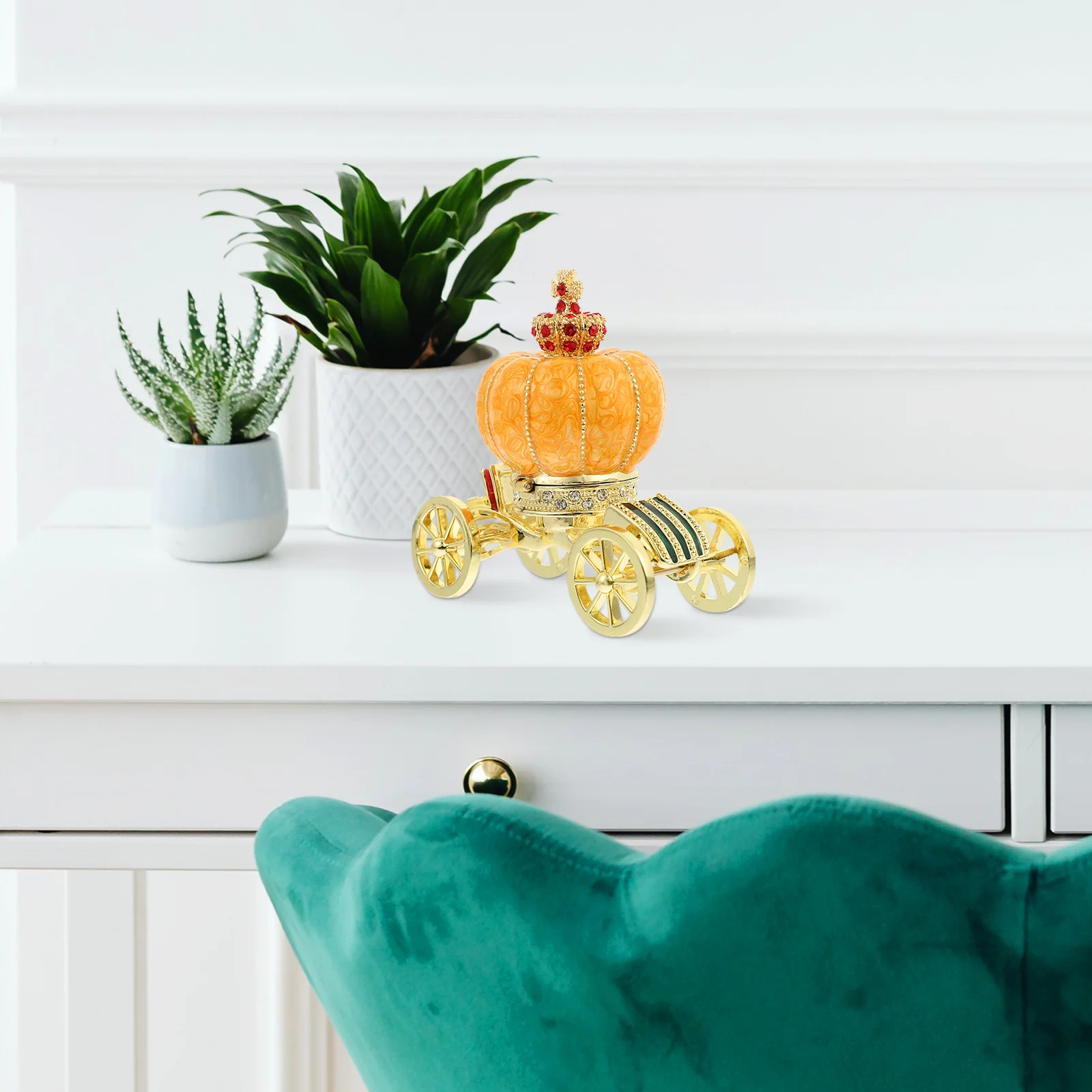 Pumpkin Carriage Jewelry Box Exquisite Polishing Decorative Beautiful Suitable Friends Holiday Gift Desktop Jewelry Case