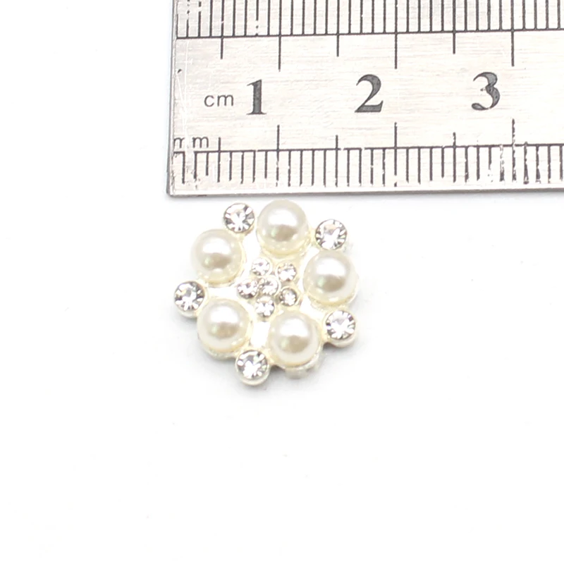 Fashion 16mm Alloy Pearl Rhinestone Button Flower Heart Ornament DIY Clothing Hair Accessories Jewelry Creative Clothing Bow Acc