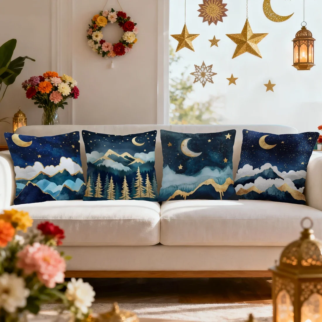 

Ramadhan Natural Landscape Cushions Pillowcase Polyester Cushion Cover Throw Pillow Pillowcover Home Car Sofa Decor