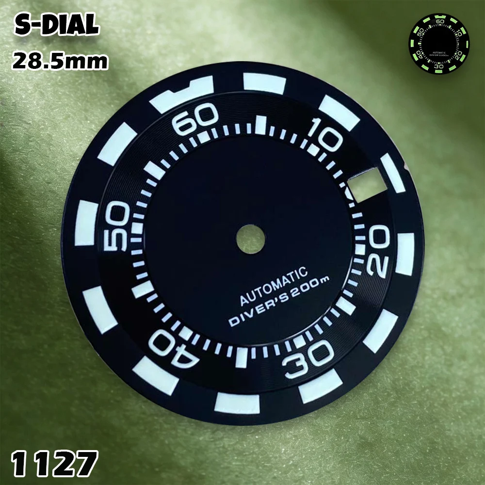 NH 28.5mm S Logo New Diver's dial automatic Dial Suitable for NH36 NH35 Movement Green Luminous Watch Modification Accessories view 5